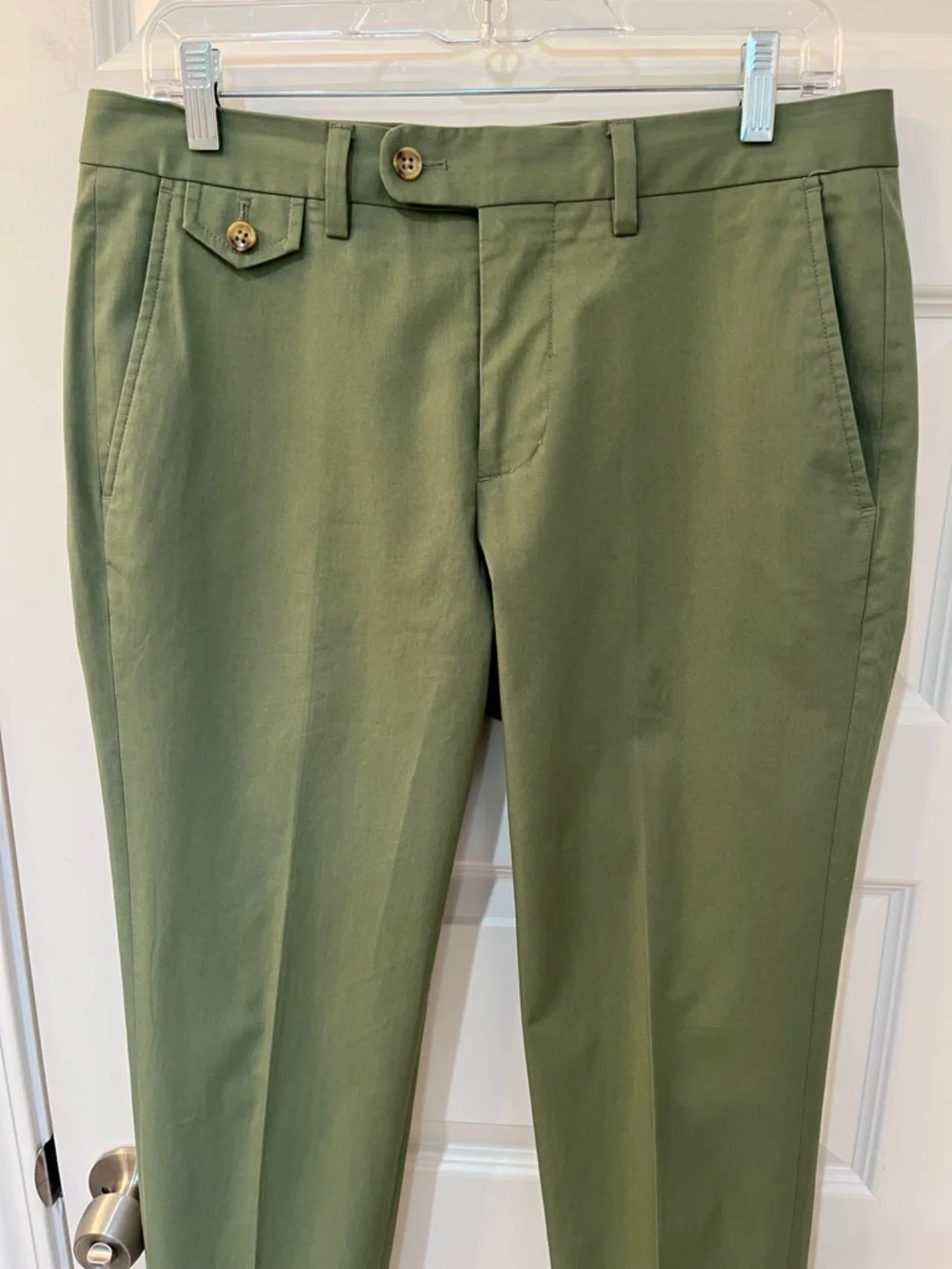 Bonobos Slim Fit Olive Green Chinos‎ Pants Size 30x29 Italian Emmetex Fabric